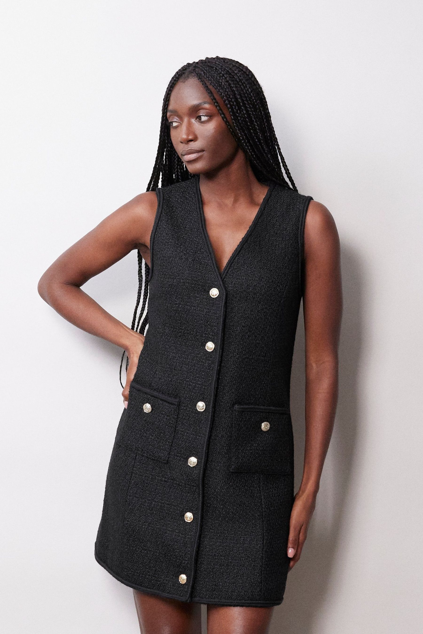 Buy Albaray Tweed Black Dress from Next Luxembourg