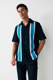 Fred Perry Panel Short Sleeve Resort Black Shirt - Image 4 of 5