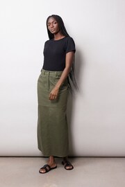 Albaray Green Cotton Twill Midi Skirt - Image 1 of 4