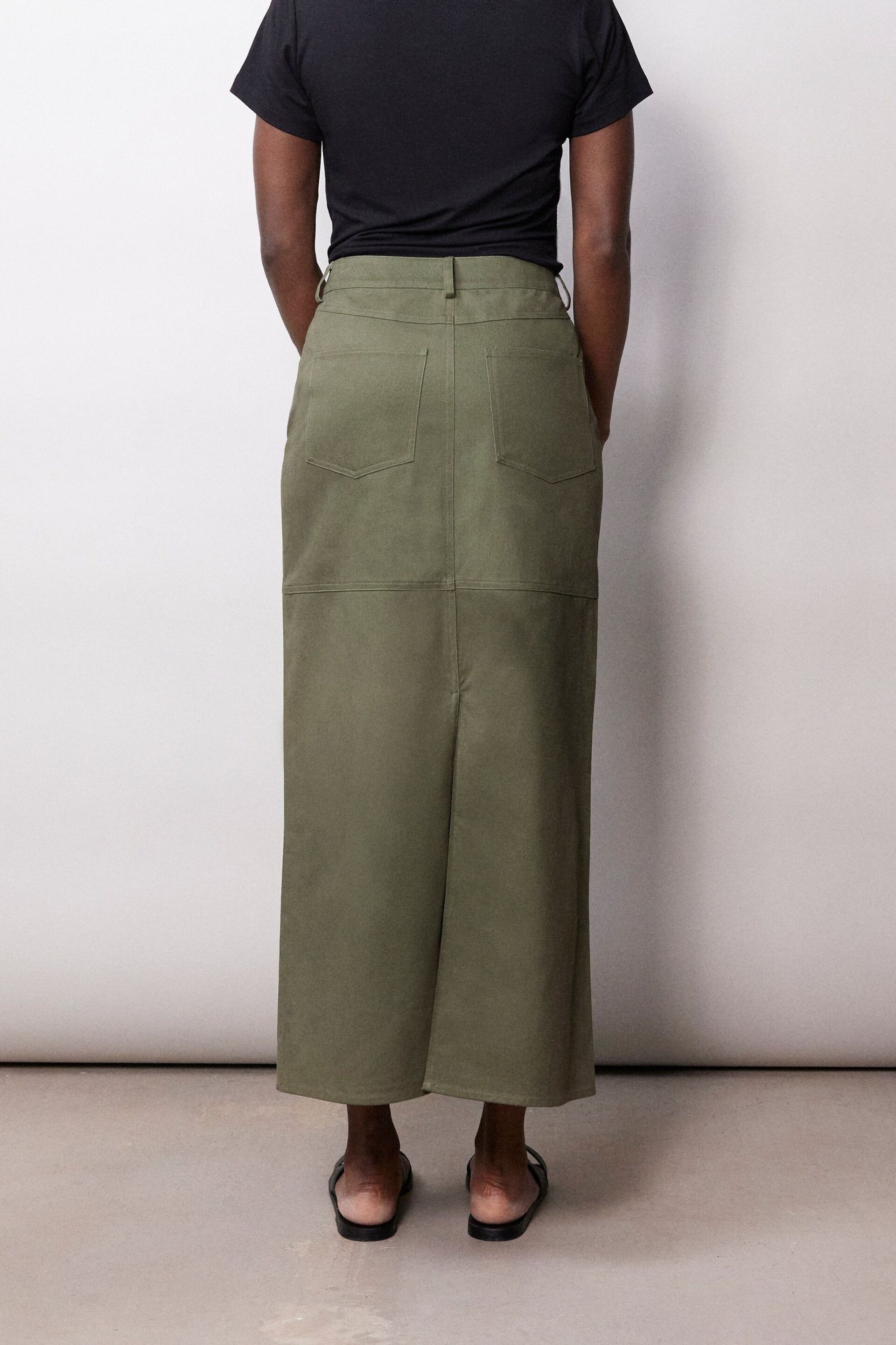 Albaray Green Cotton Twill Midi Skirt - Image 2 of 4