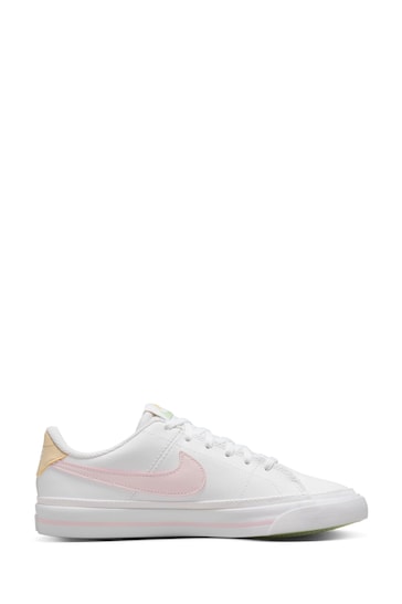Nike White/Pale Pink Youth Court Legacy Trainers