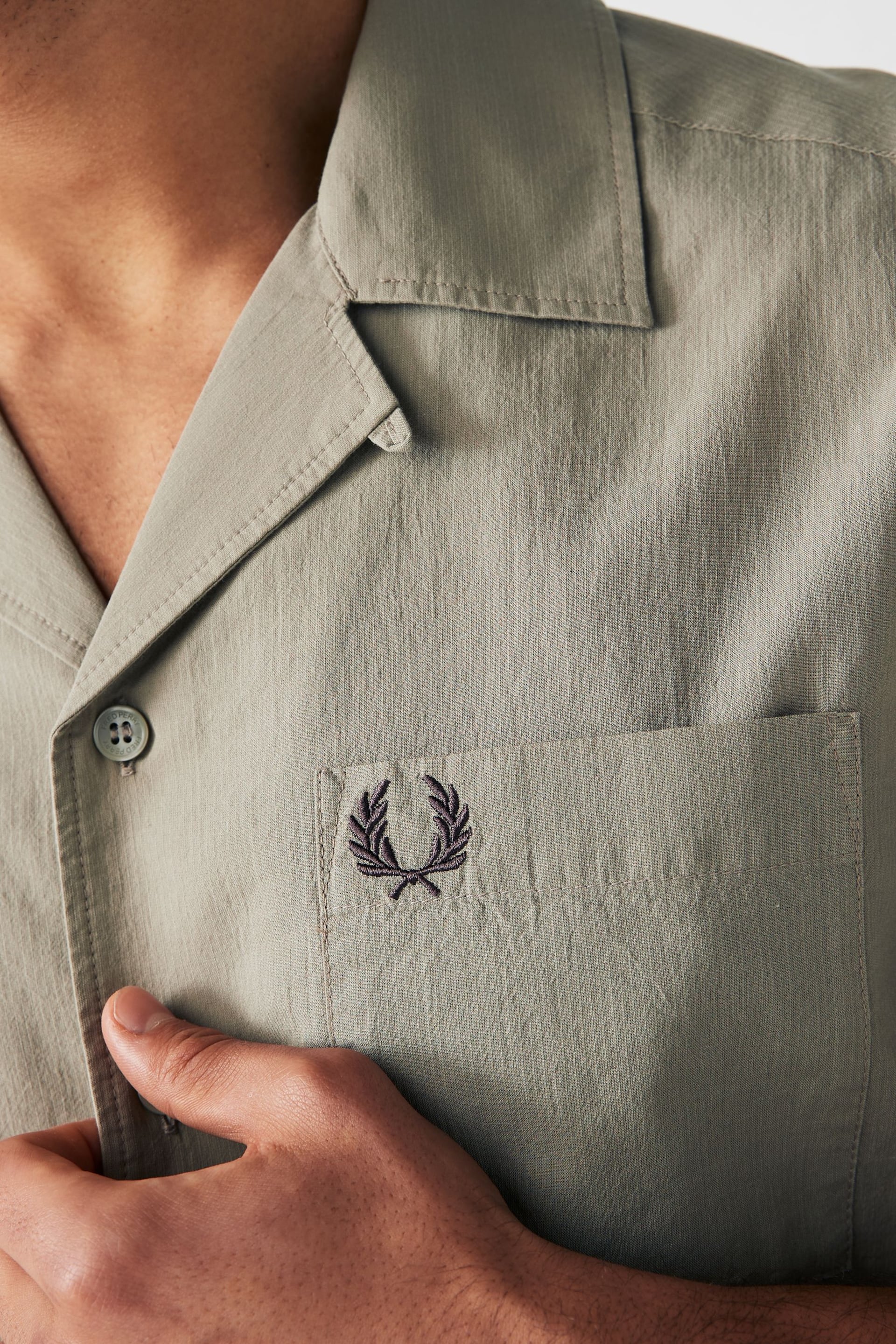 Fred Perry Crepe Cotton Textured Short Sleeve Resort Shirt - Image 4 of 4