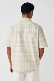 Fred Perry Oatmeal Tartan Check Short Sleeve Beach Shirt - Image 3 of 4