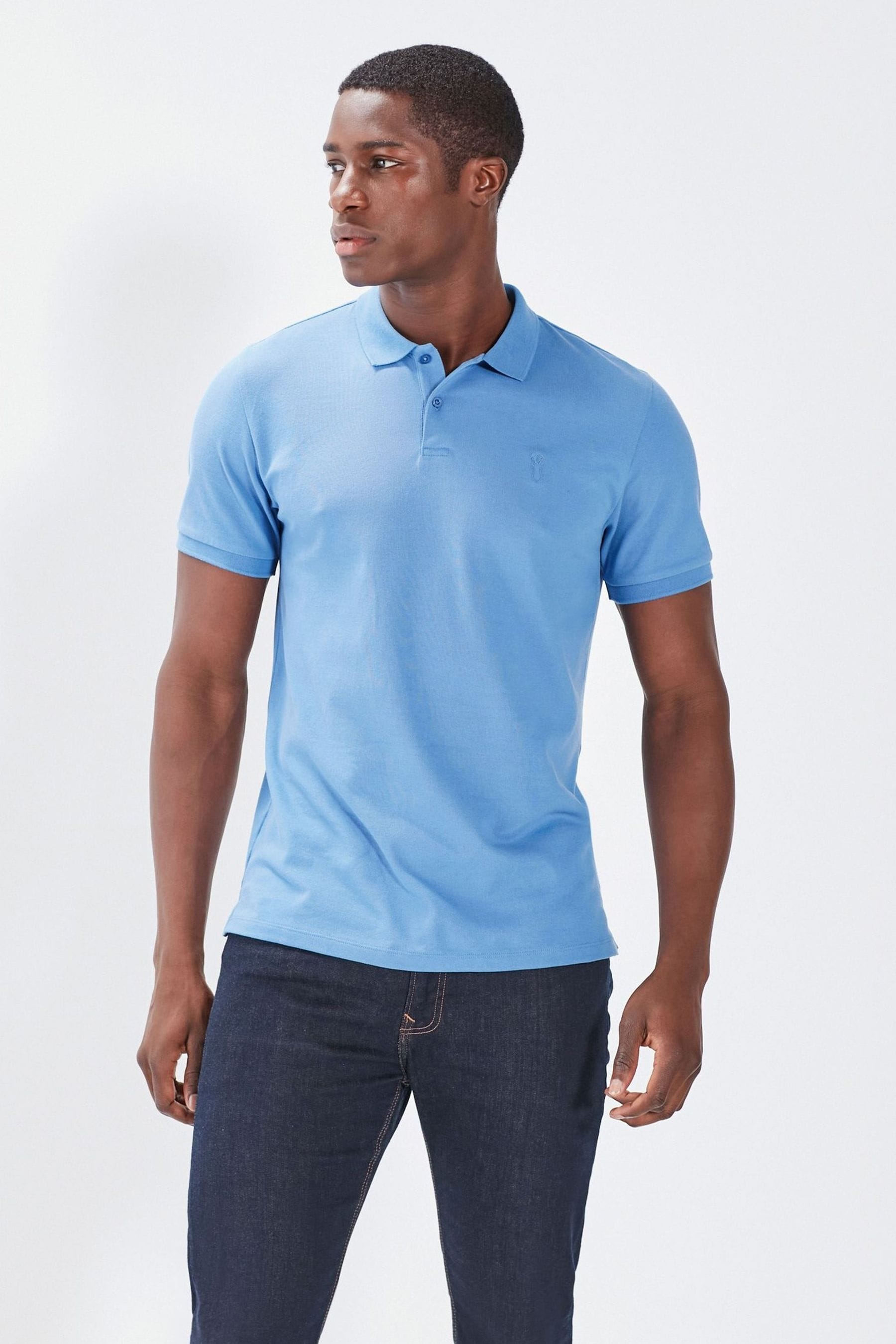 Buy Blue Cornflower Regular Fit Short Sleeve Pique Polo Shirt from the Next UK online shop