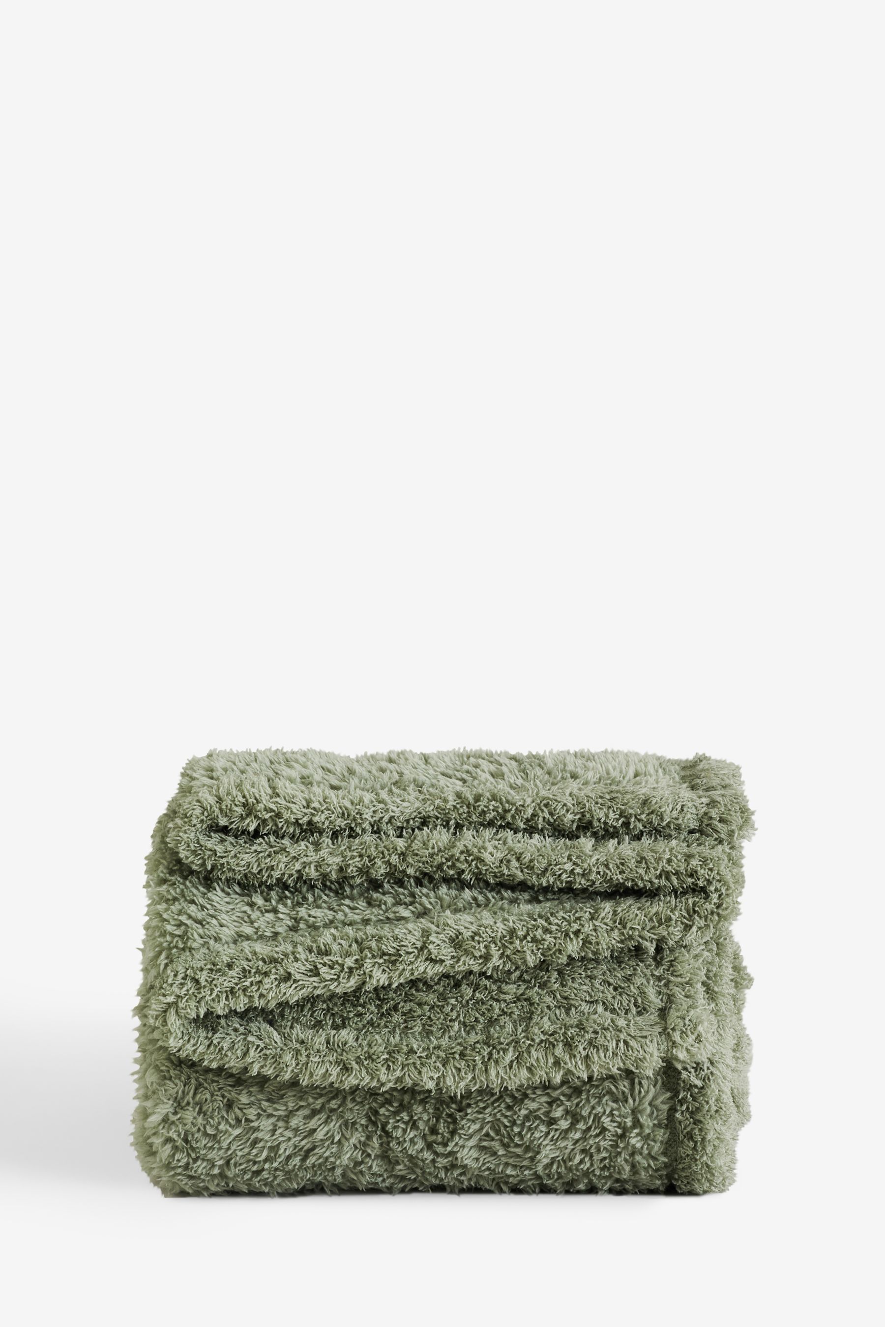 Buy Sage Green Snuggle Teddy Fleece Throw from Next Luxembourg