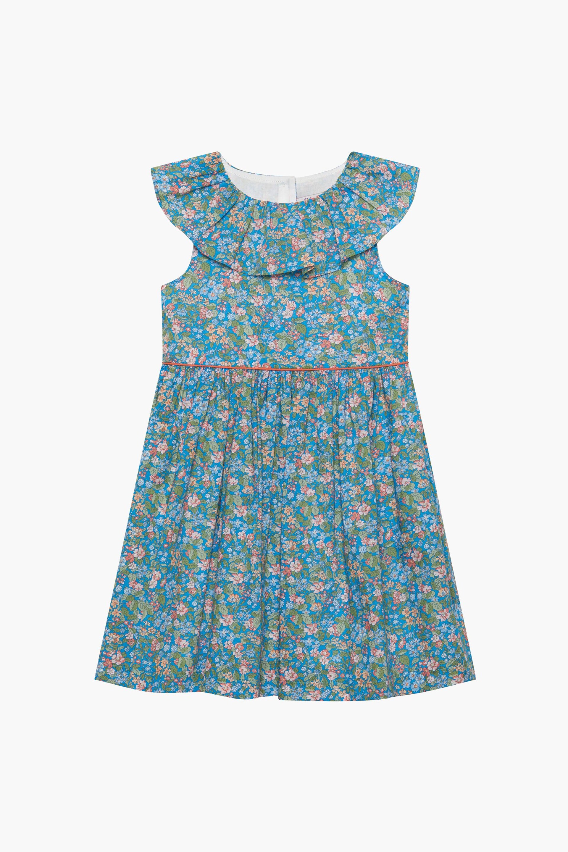 Trotters London Liberty Print Blue Hedgerow Ramble Cotton Willow Dress - Image 1 of 3