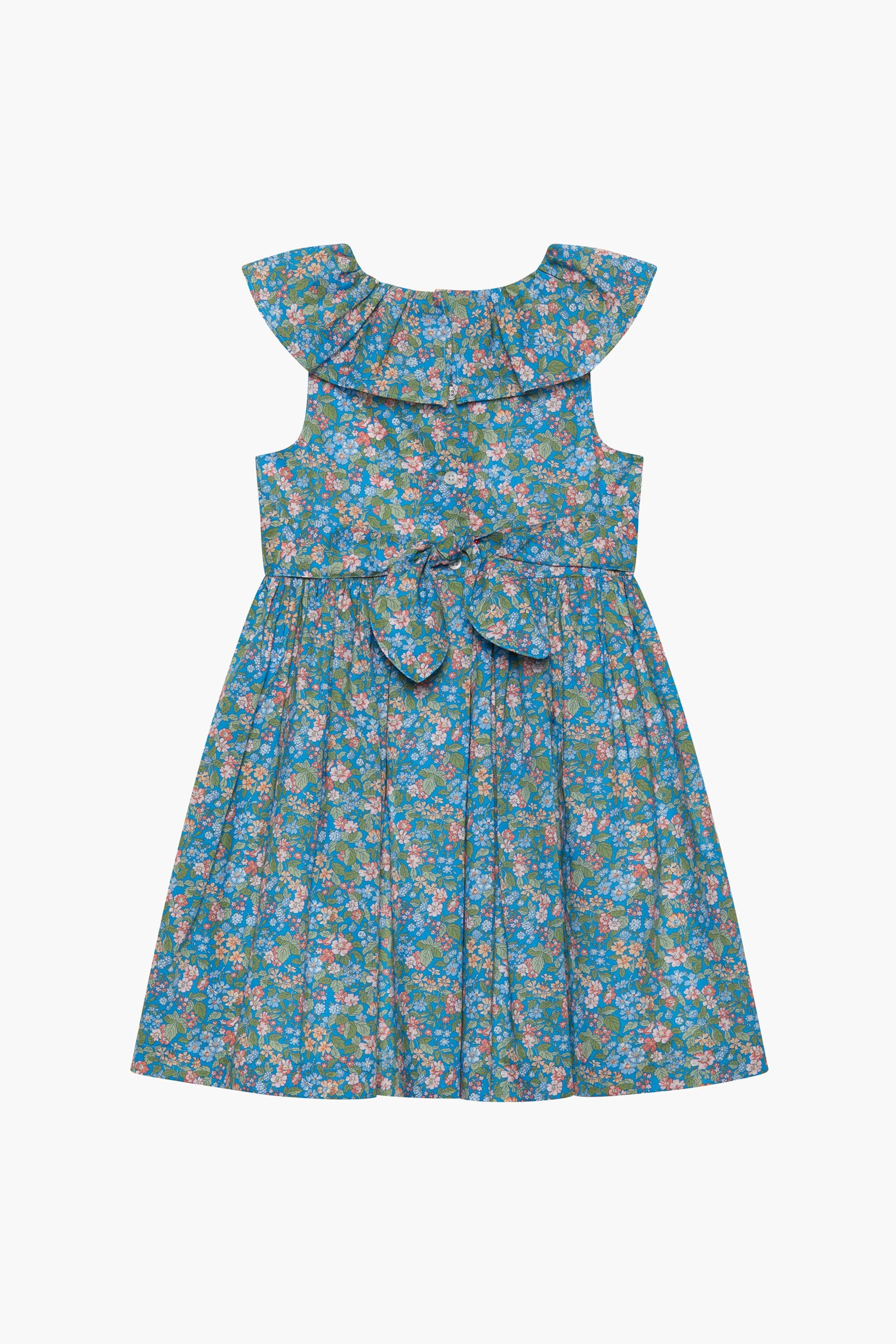 Trotters London Liberty Print Blue Hedgerow Ramble Cotton Willow Dress - Image 2 of 3