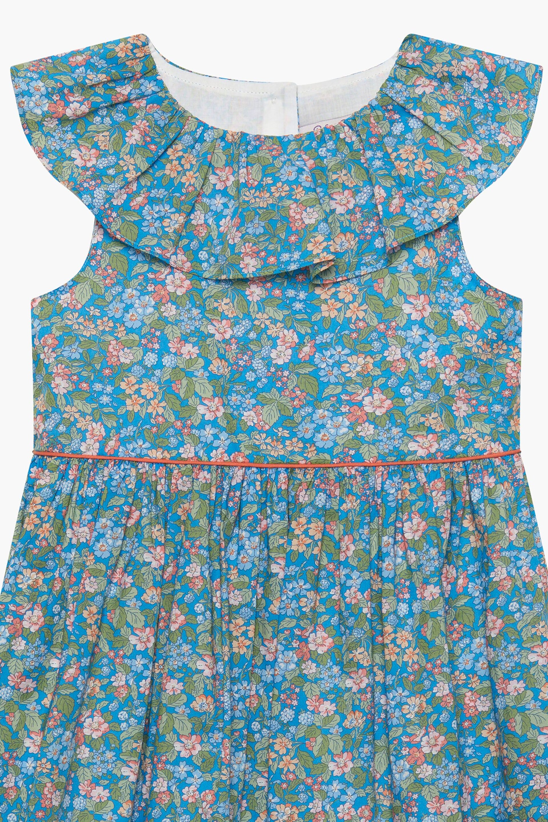 Trotters London Liberty Print Blue Hedgerow Ramble Cotton Willow Dress - Image 3 of 3