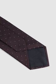 Reiss Burgundy Liam Polka Dot Silk Tie - Image 4 of 5