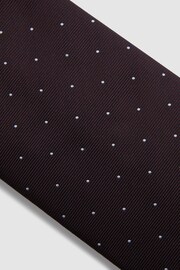 Reiss Burgundy Liam Polka Dot Silk Tie - Image 5 of 5