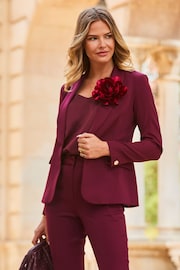 Sosandar Burgandy Shawl Collar Blazer - Image 5 of 5