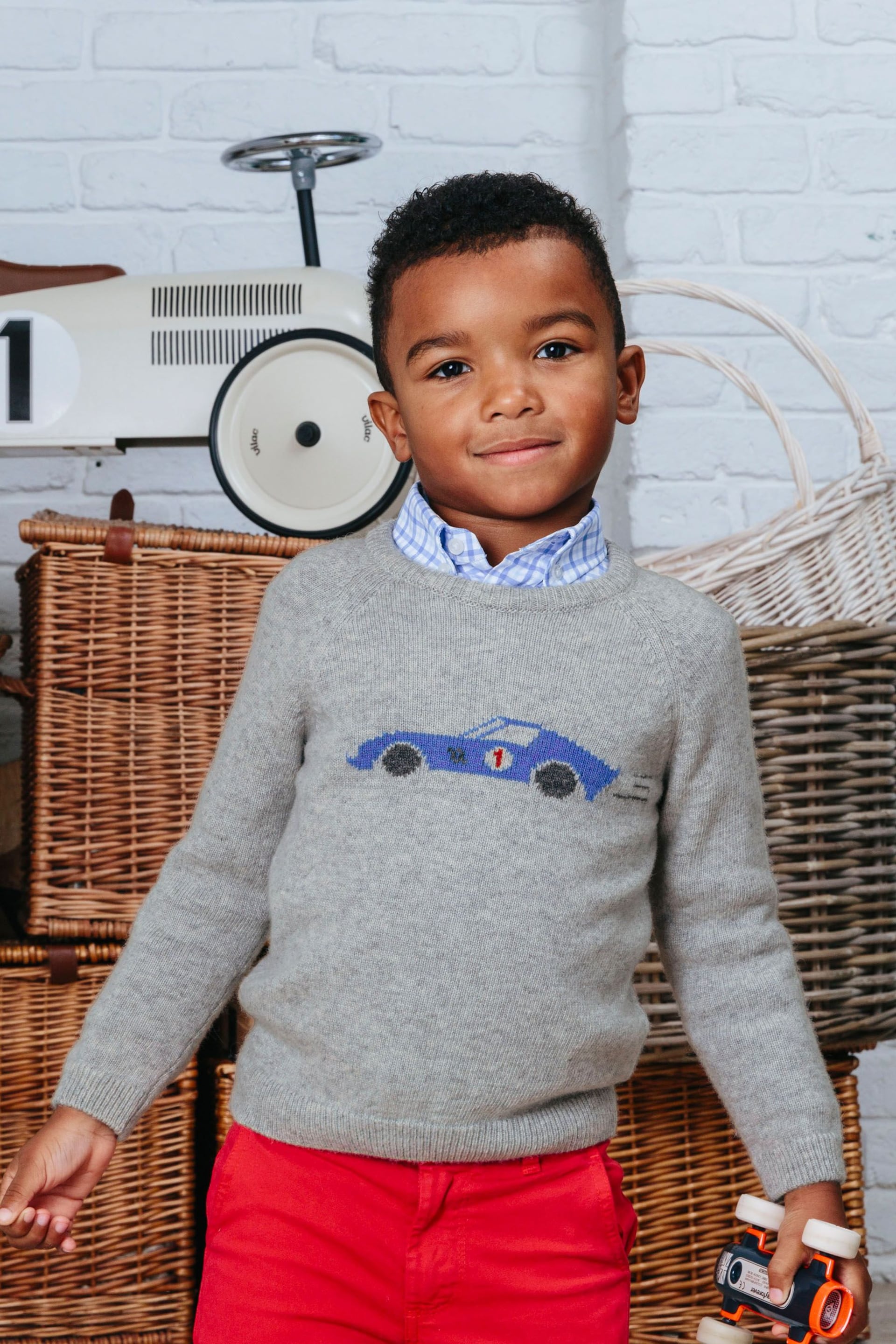 Trotters London Grey Marl Sebastian Car Jumper - Image 1 of 5