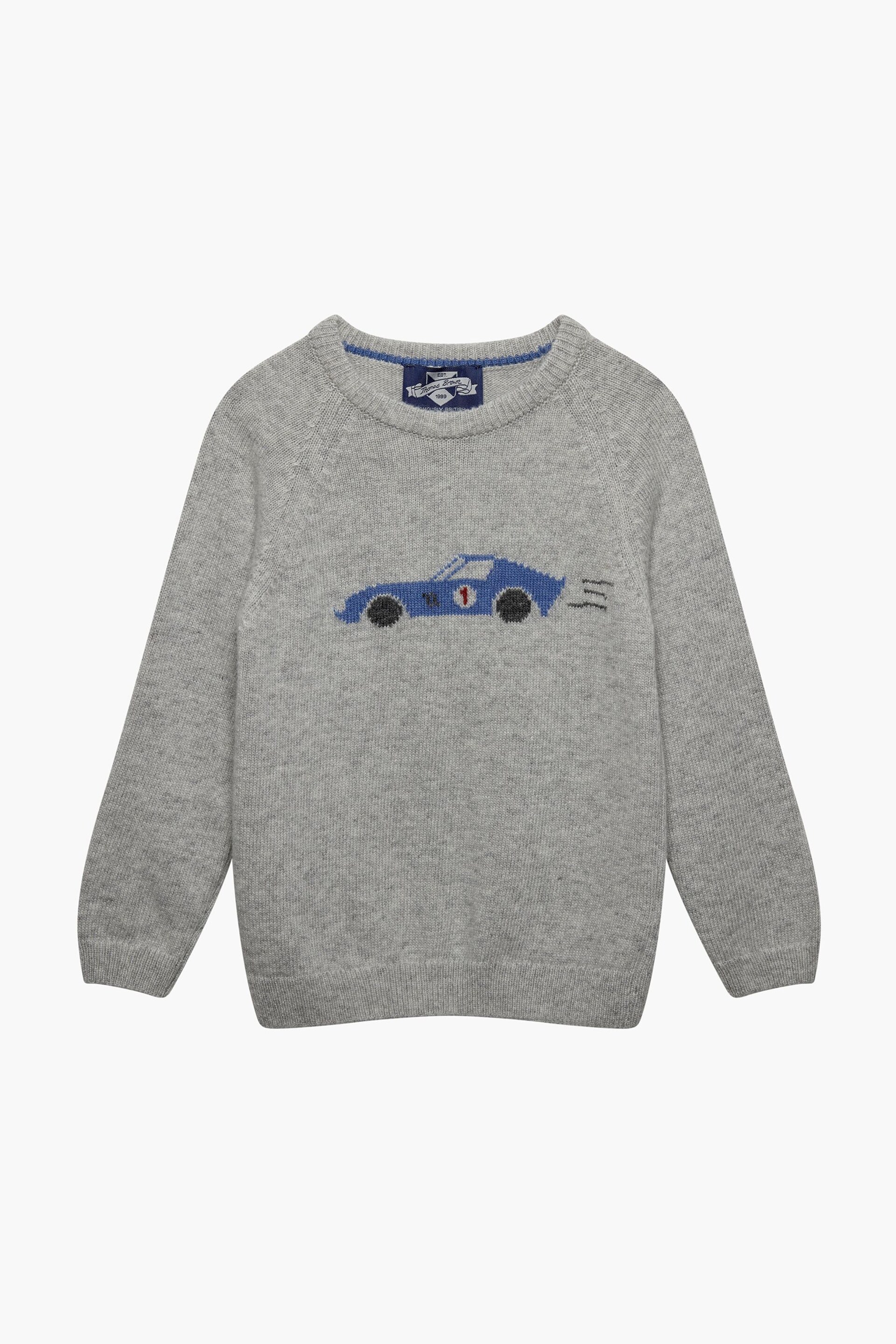 Trotters London Grey Marl Sebastian Car Jumper - Image 3 of 5