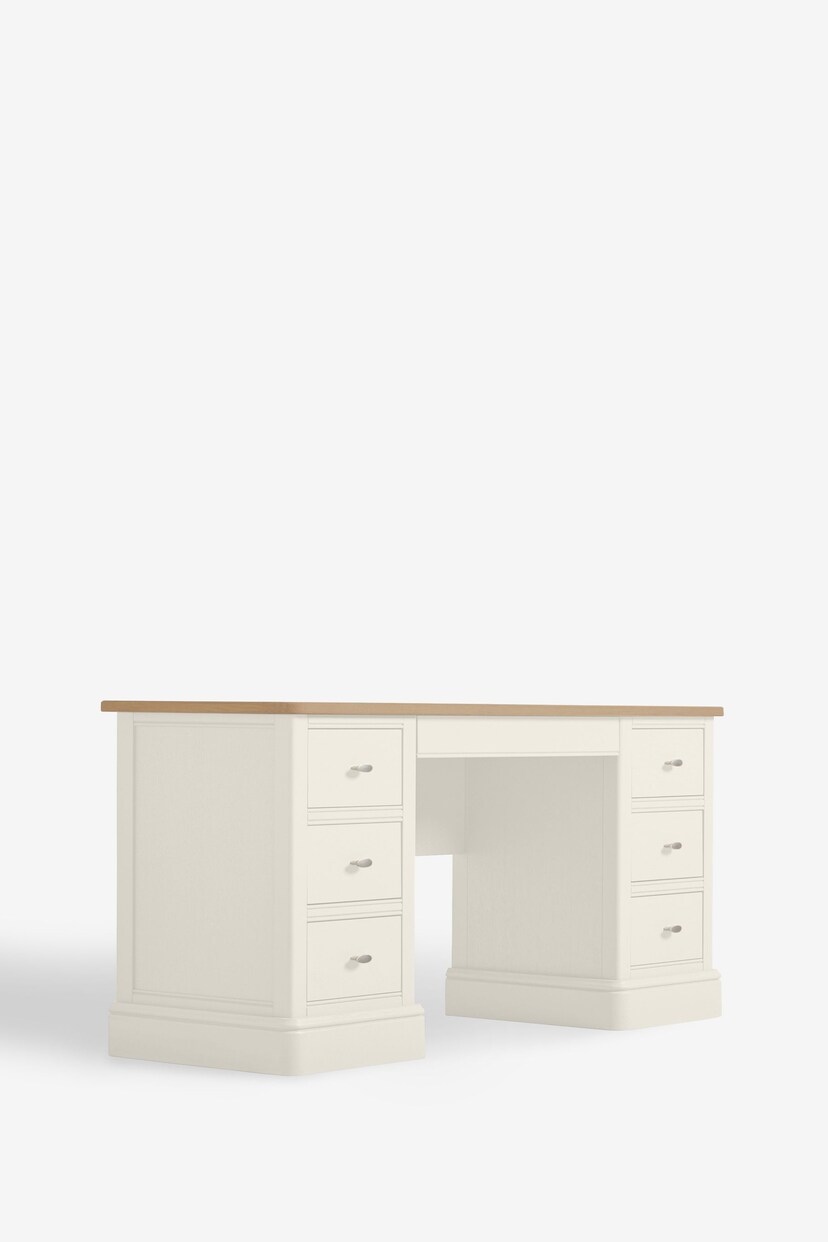 Chalk White Hampton Painted Oak Collection Luxe Storage Console Dressing Table - Image 4 of 10