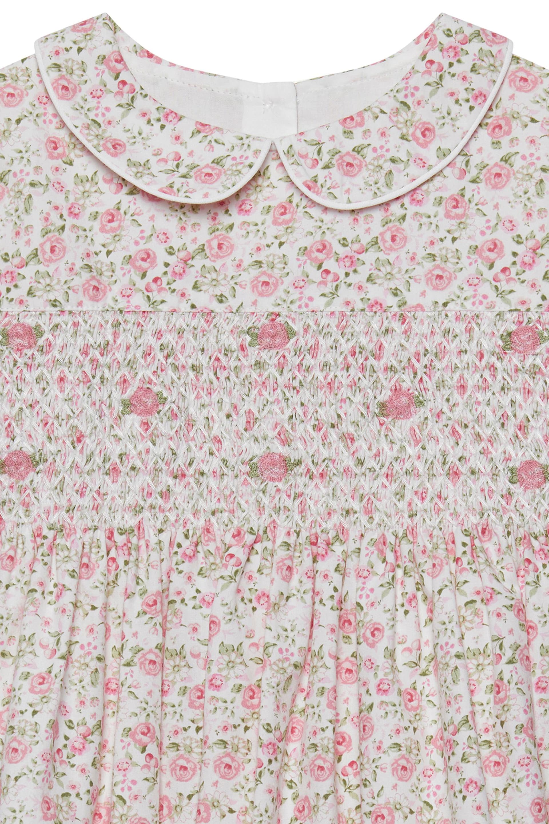 Trotters London Rose Catherine Rose Smocked Cotton Dress - Image 6 of 6