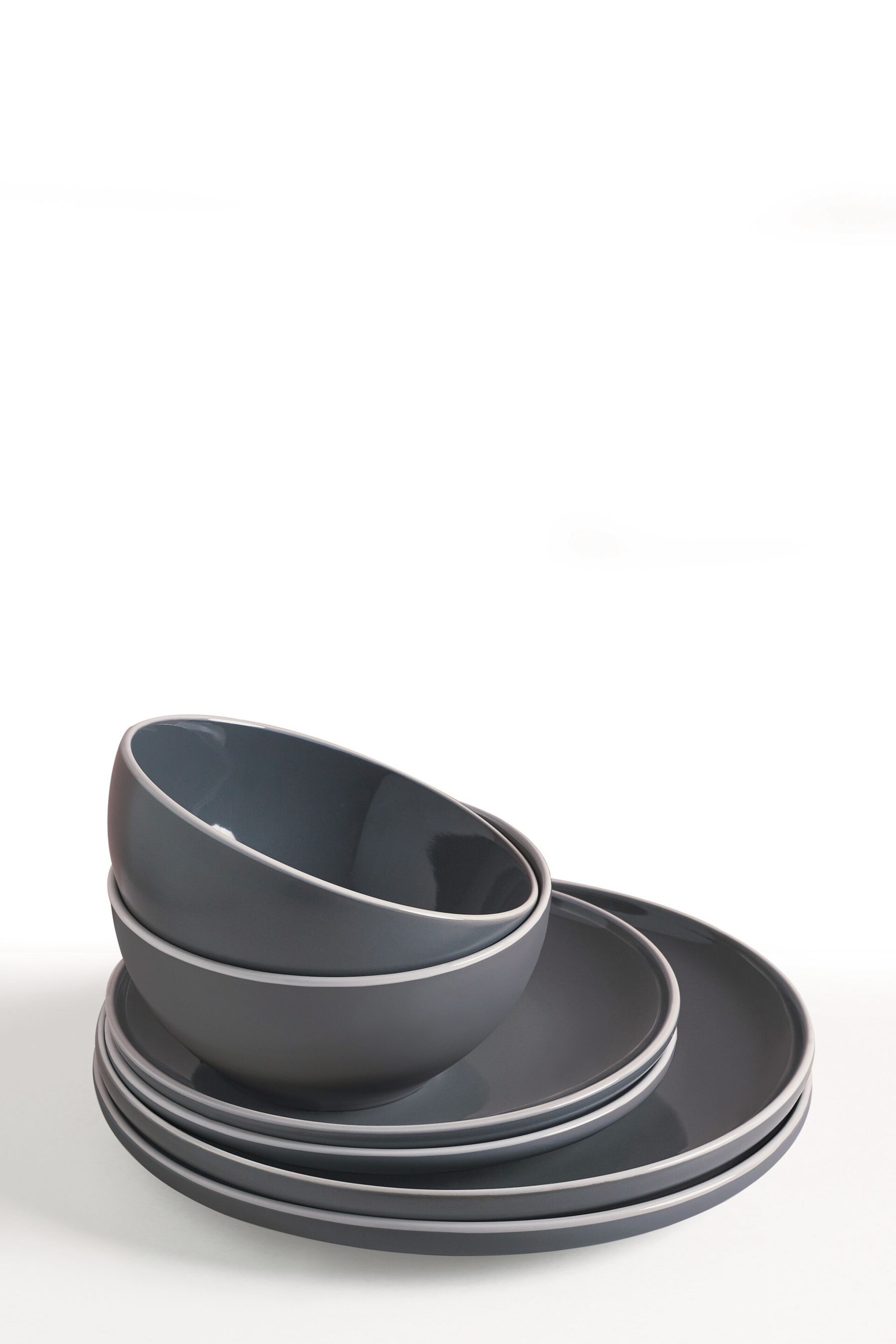 12 Piece Charcoal Grey Warwick Dinner Set - Image 5 of 5