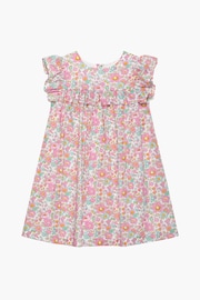 Trotters London Pink Liberty Print Coral Betsy Cotton Ruffle Dress - Image 4 of 6