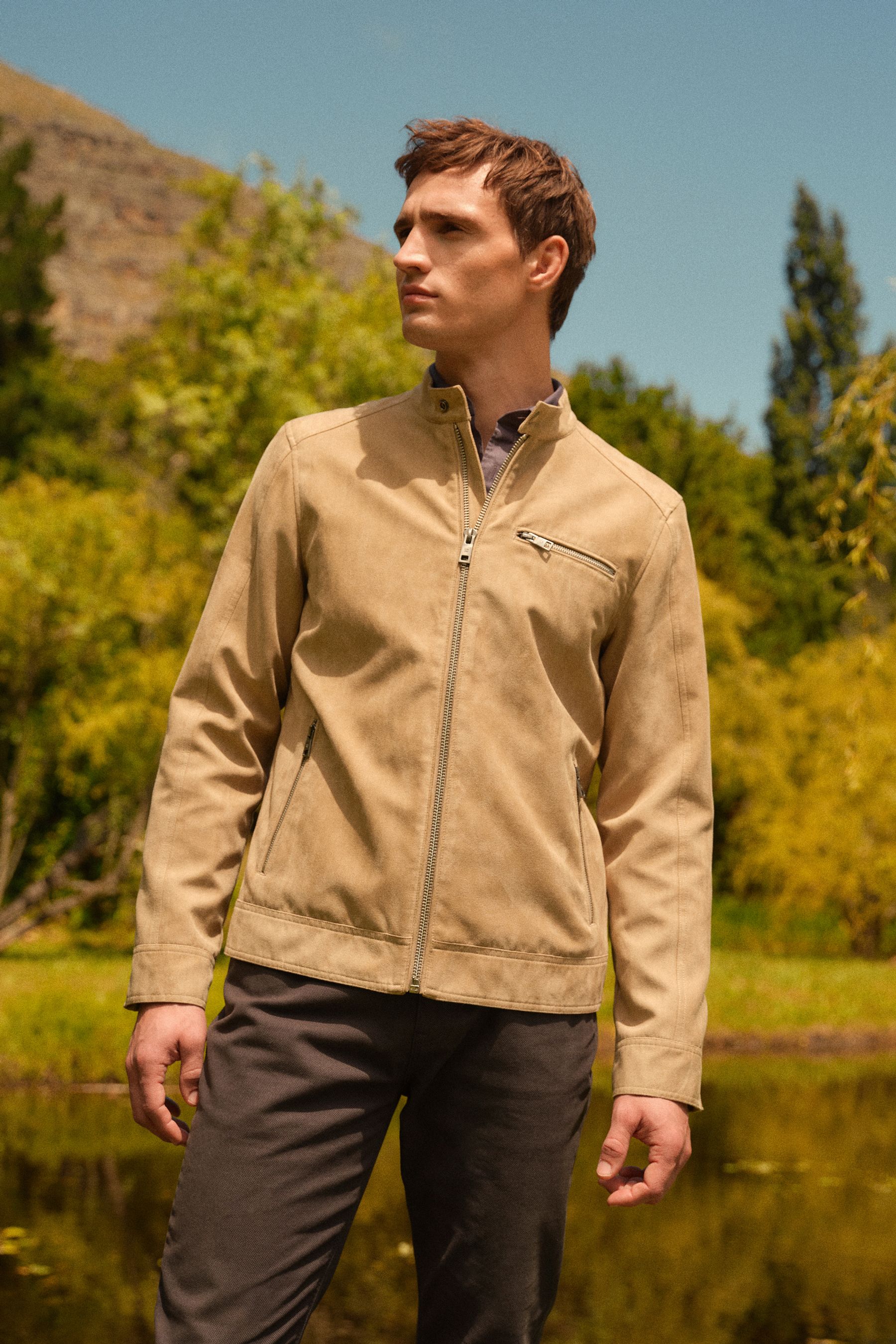 Suede racer jacket shop