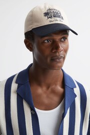 Reiss White/Bright Blue Palermo Reiss | Ché Embroidered Baseball Cap - Image 2 of 4