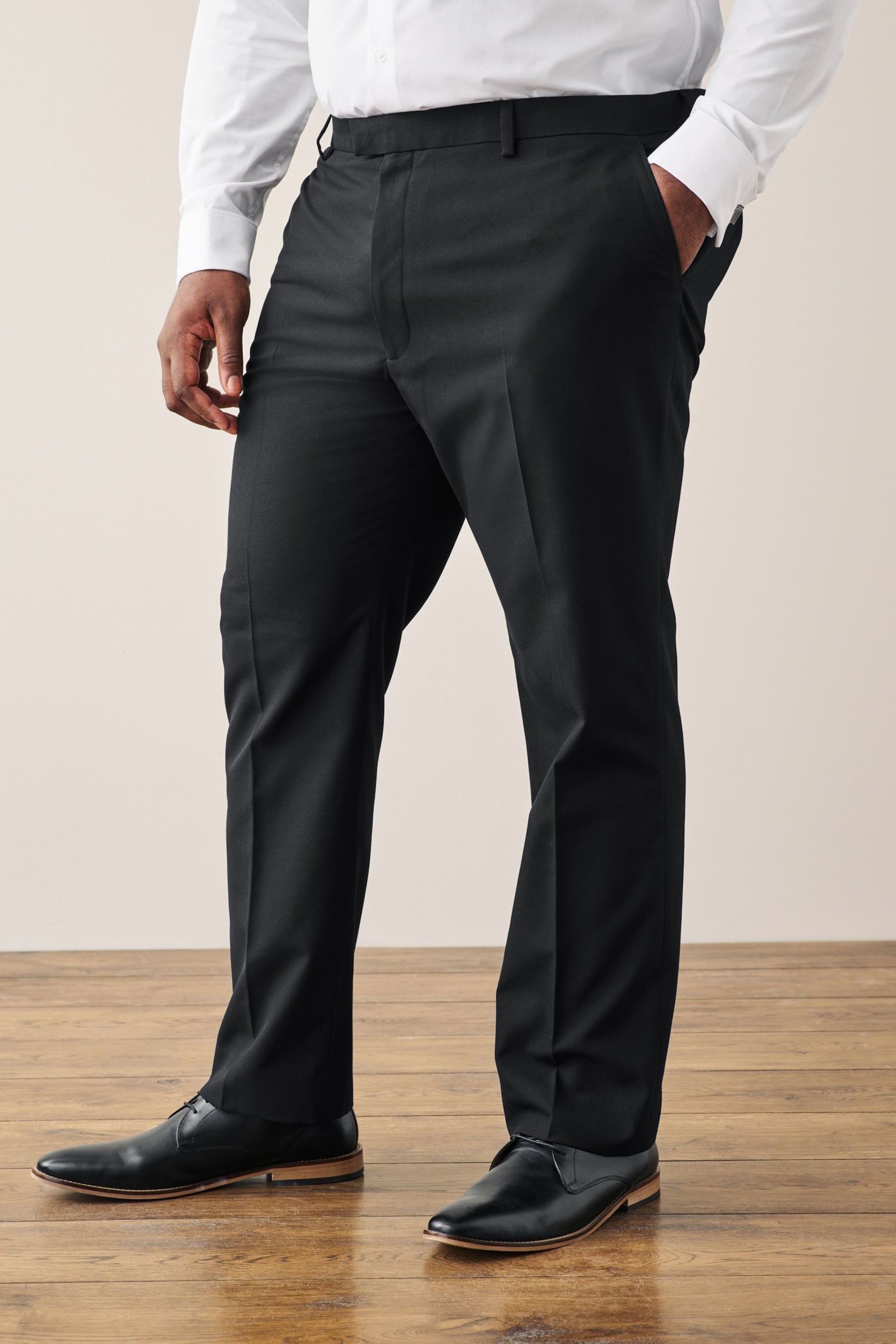 Black Regular Fit Tuxedo Suit Trousers with Tape Detail - Image 1 of 3