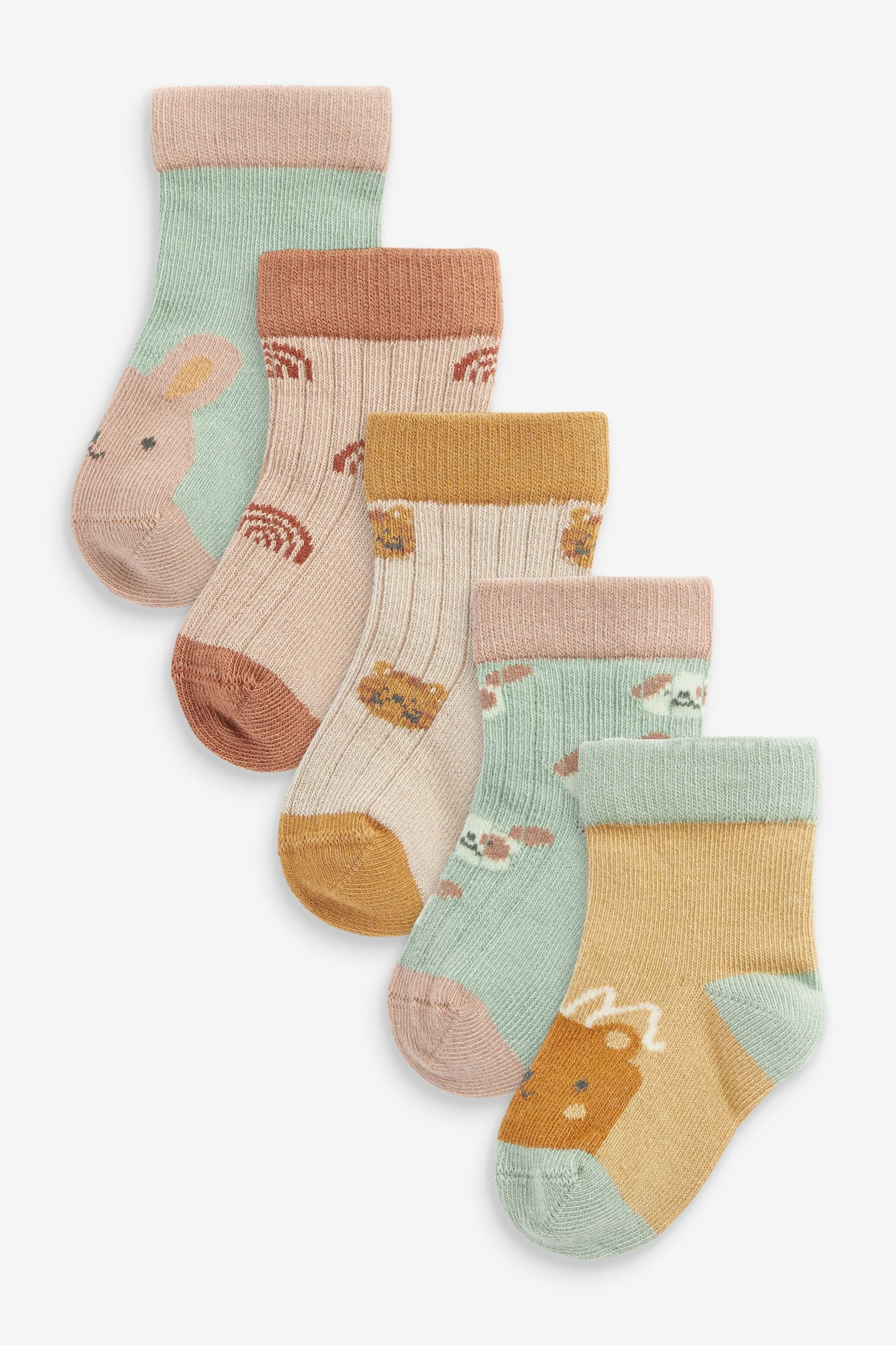 Muted Character Baby Socks 5 Pack (0mths-2yrs) - Image 1 of 6