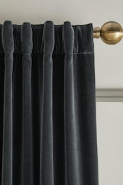 Slate Blue Sumptuous Velvet Hidden Tab Top Lined Curtains - Image 4 of 5