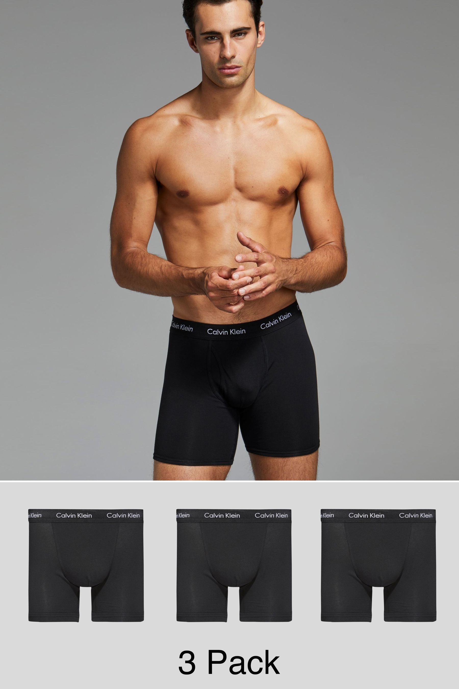 Buy Calvin Klein Black Cotton Stretch Boxer Briefs 3 Pack from the Next UK online shop