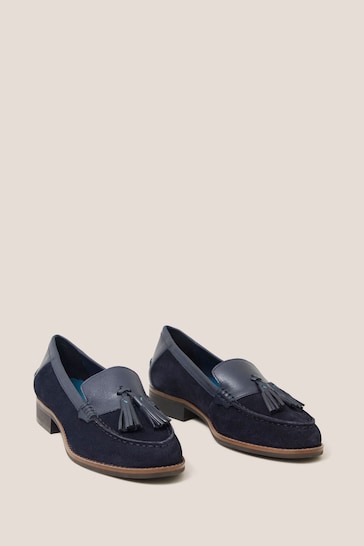 White Stuff Blue Elba Leather Loafers