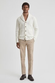 Reiss Ecru Ashbury Cable Knitted Cardigan - Image 4 of 6