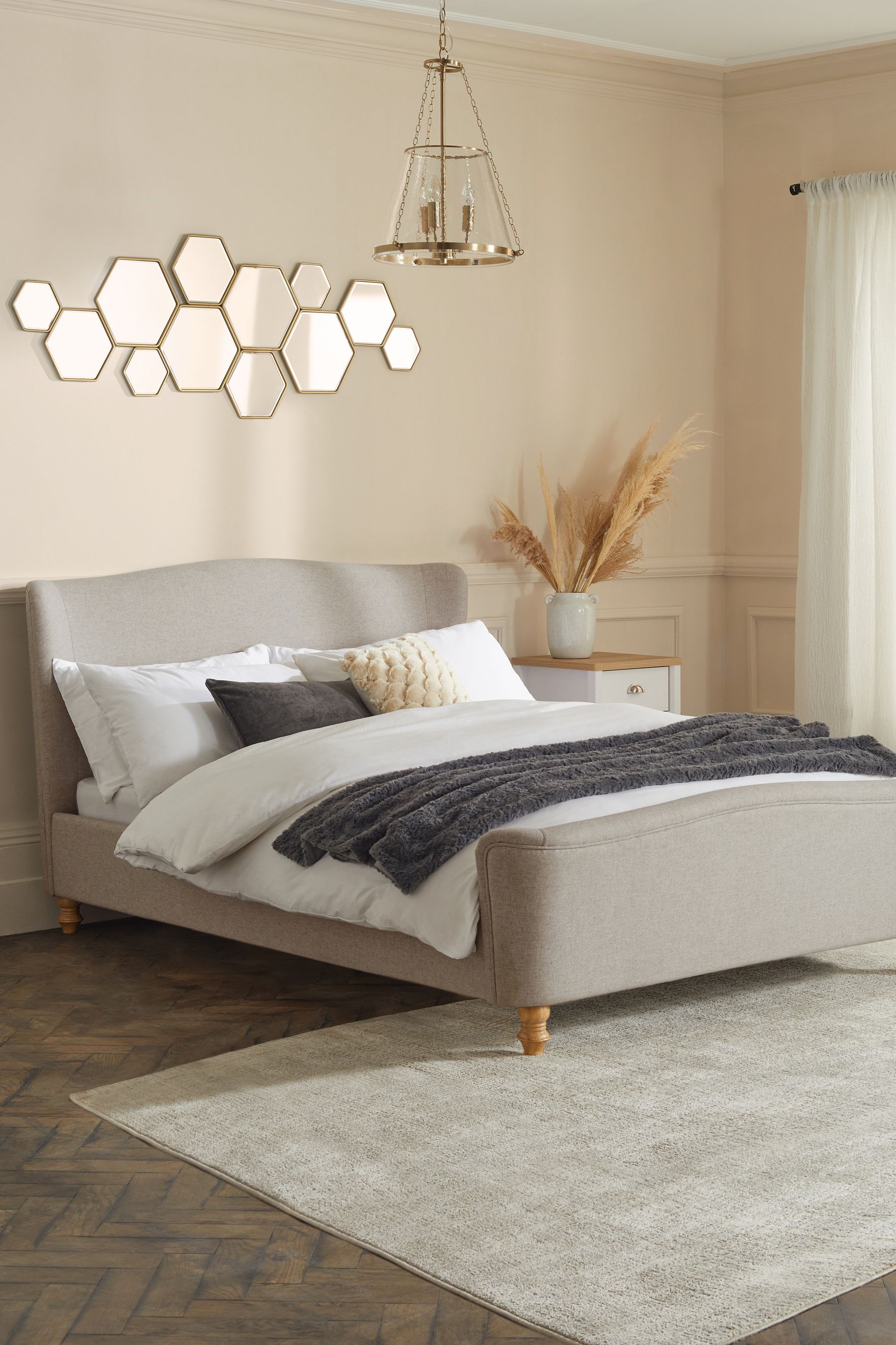 Buy Wool Blend Natural Stone Reign Upholstered Bed Frame from the