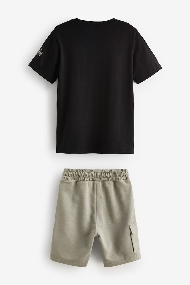 Black/Khaki Utility T-Shirt and Shorts Set (3-16yrs) - Image 2 of 3