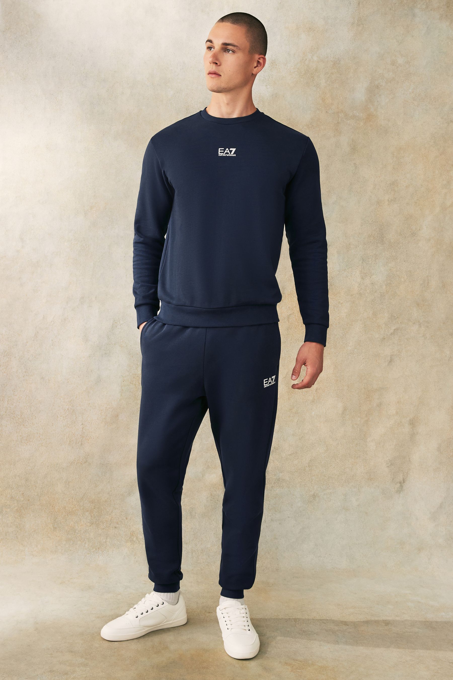 Ea7 Core Identity cotton blend tracksuit Man Blue Size L
