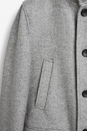 Light Grey Herringbone Funnel Neck Coat With Built In Gilet - Image 9 of 9