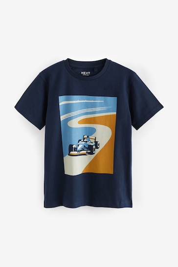 Navy Blue Texture Vehicles Graphic T-Shirts 3 Pack (3-16yrs)