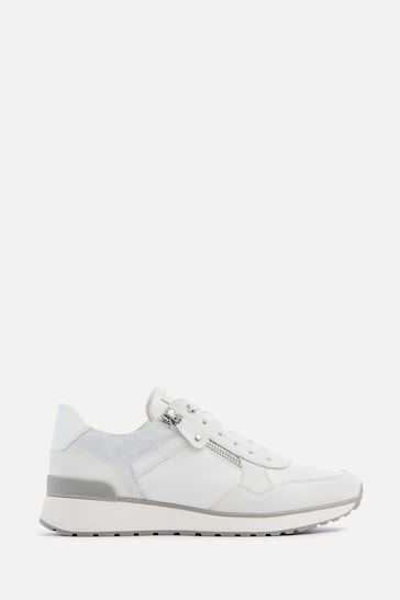 Linzi White Euston Lace Up Trainers With Zip Detail