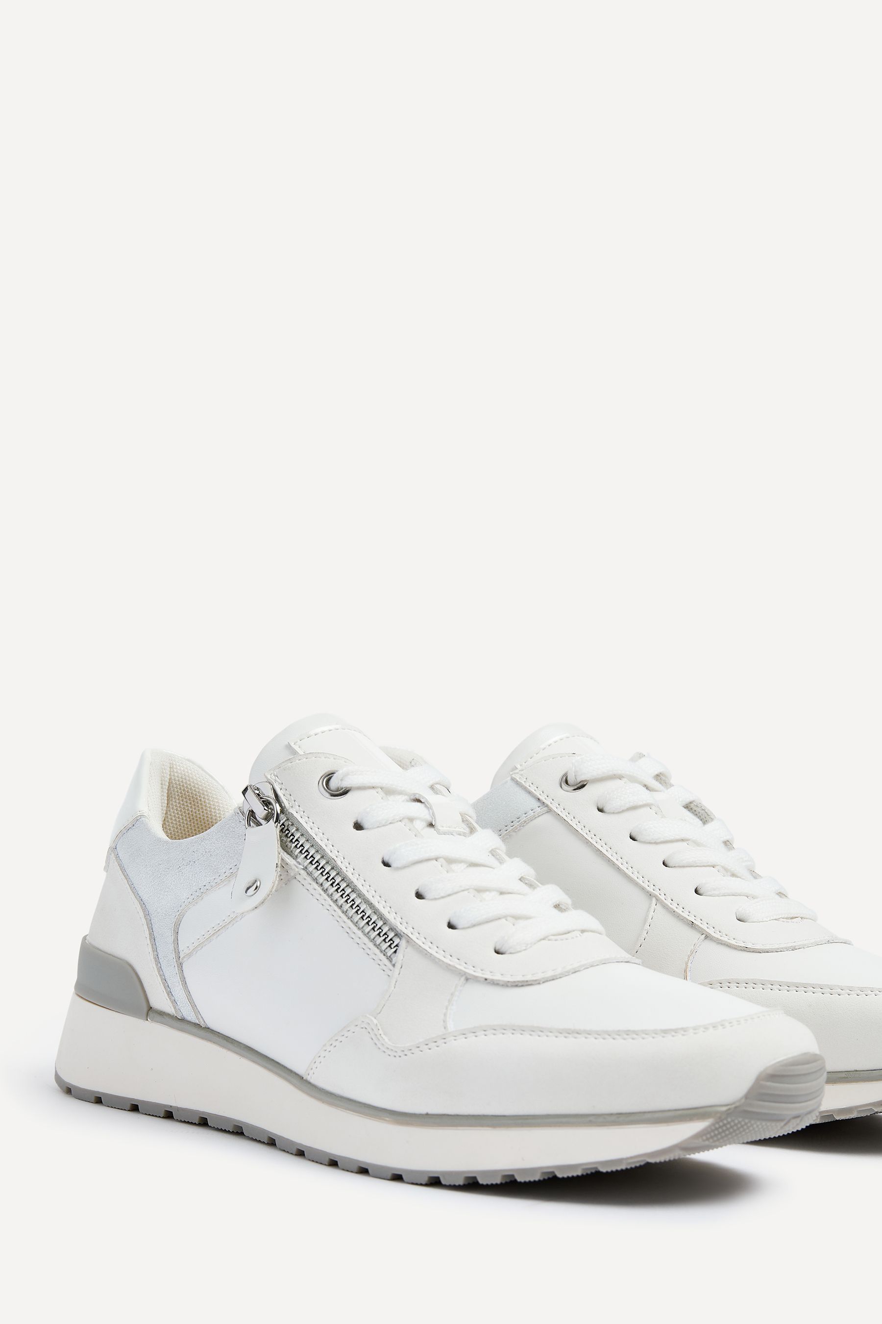Buy Linzi White Euston Lace Up Trainers With Zip Detail from Next Luxembourg