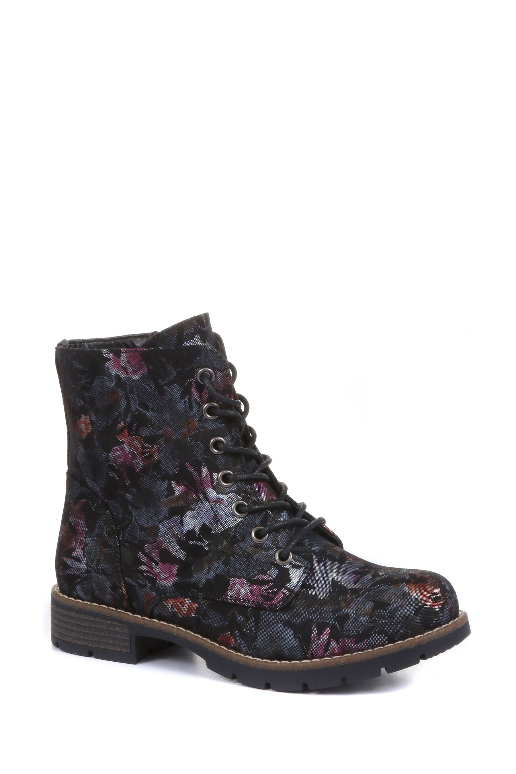 Buy Pavers Black Floral Ladies Lace Up Ankle Boots from Next USA