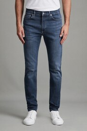 Reiss Indigo James Slim Fit Washed Jersey Jeans - Image 1 of 6