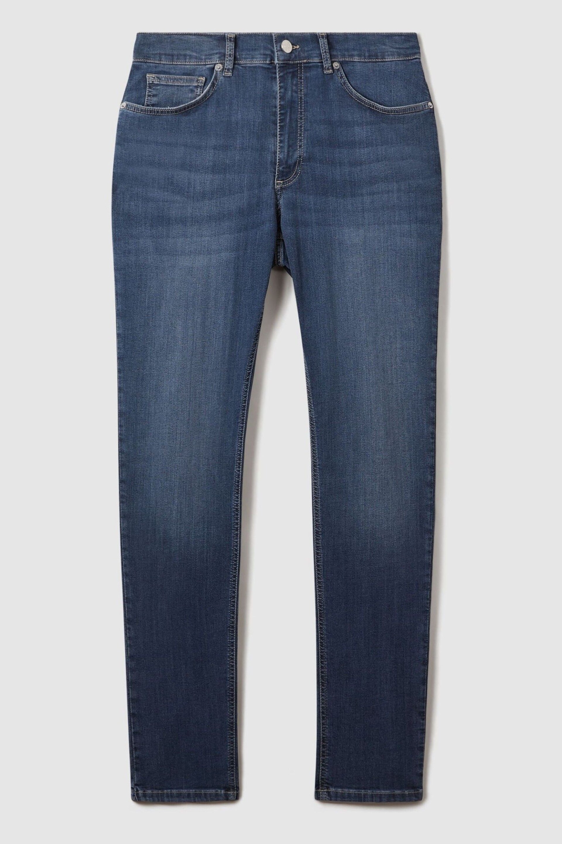 Reiss Indigo James Slim Fit Washed Jersey Jeans - Image 2 of 6