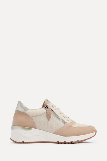 Linzi Nude Luca Lace-Up Trainers With Side Zip Detail