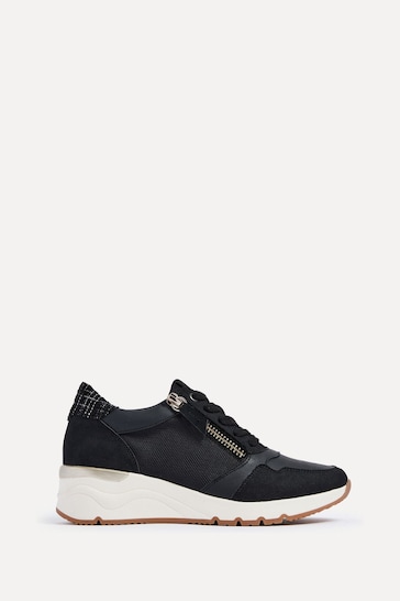 Linzi Black Luca Lace-Up Trainers With Side Zip Detail