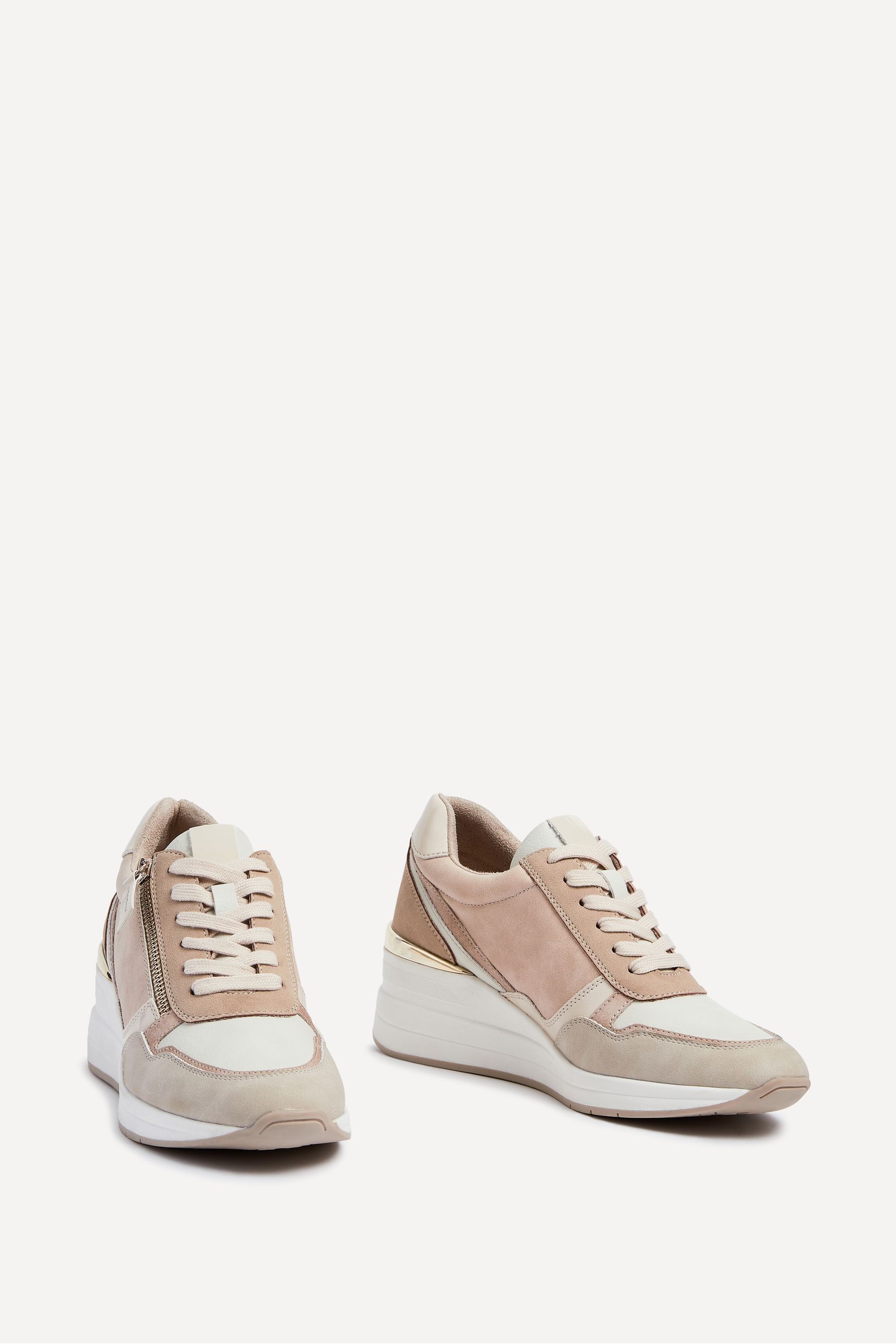 Buy Linzi Nude Aylin Colour Block Wedge Trainers With Zip Detail from Next United Arab Emirates