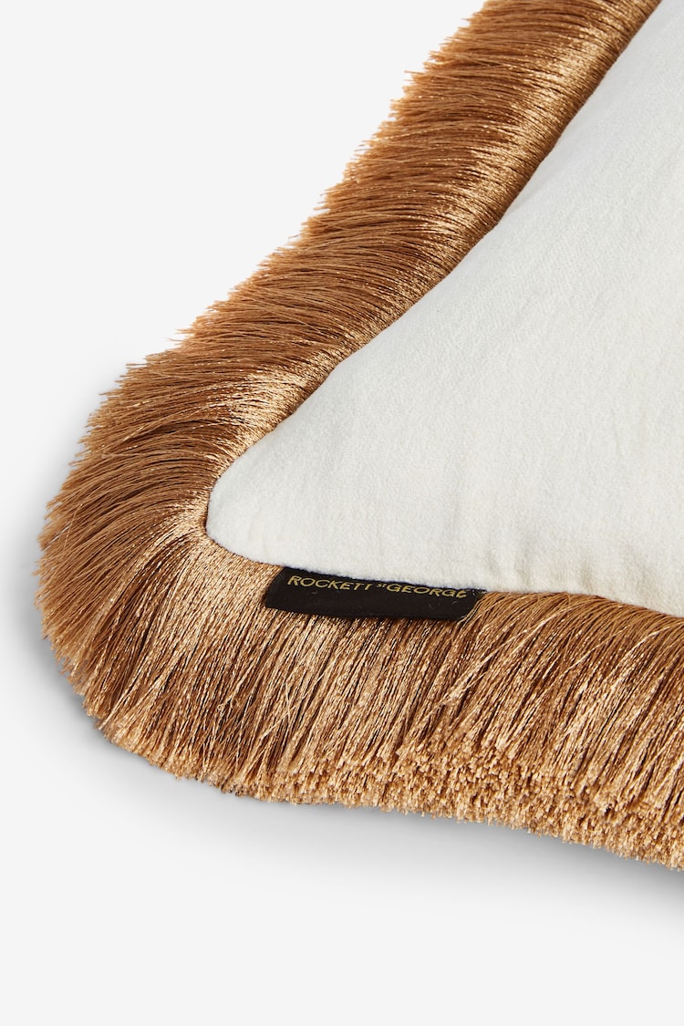 Rockett St George Big Softie Velvet Fringe Feather Filled Cushion - Image 7 of 7