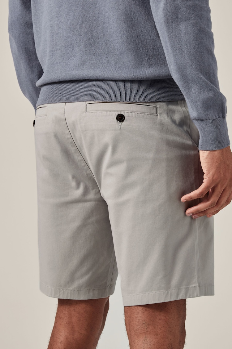 Light Grey Slim Fit Stretch Chinos Shorts - Image 3 of 8
