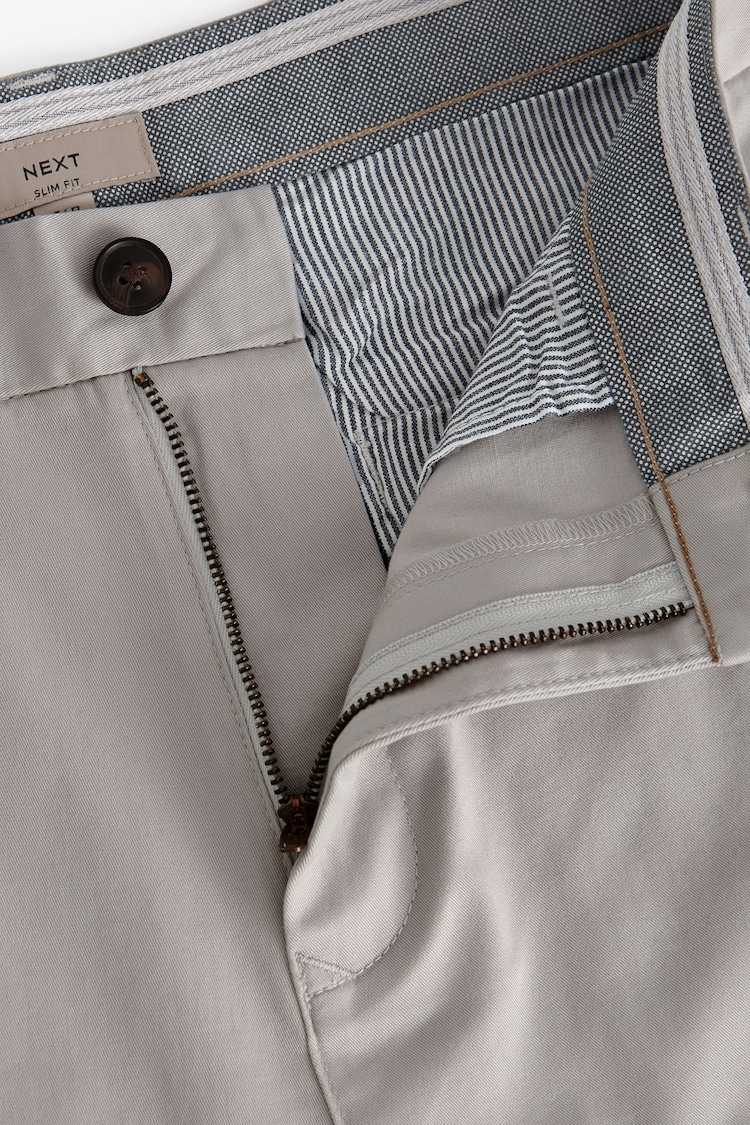 Light Grey Slim Fit Stretch Chinos Shorts - Image 5 of 8