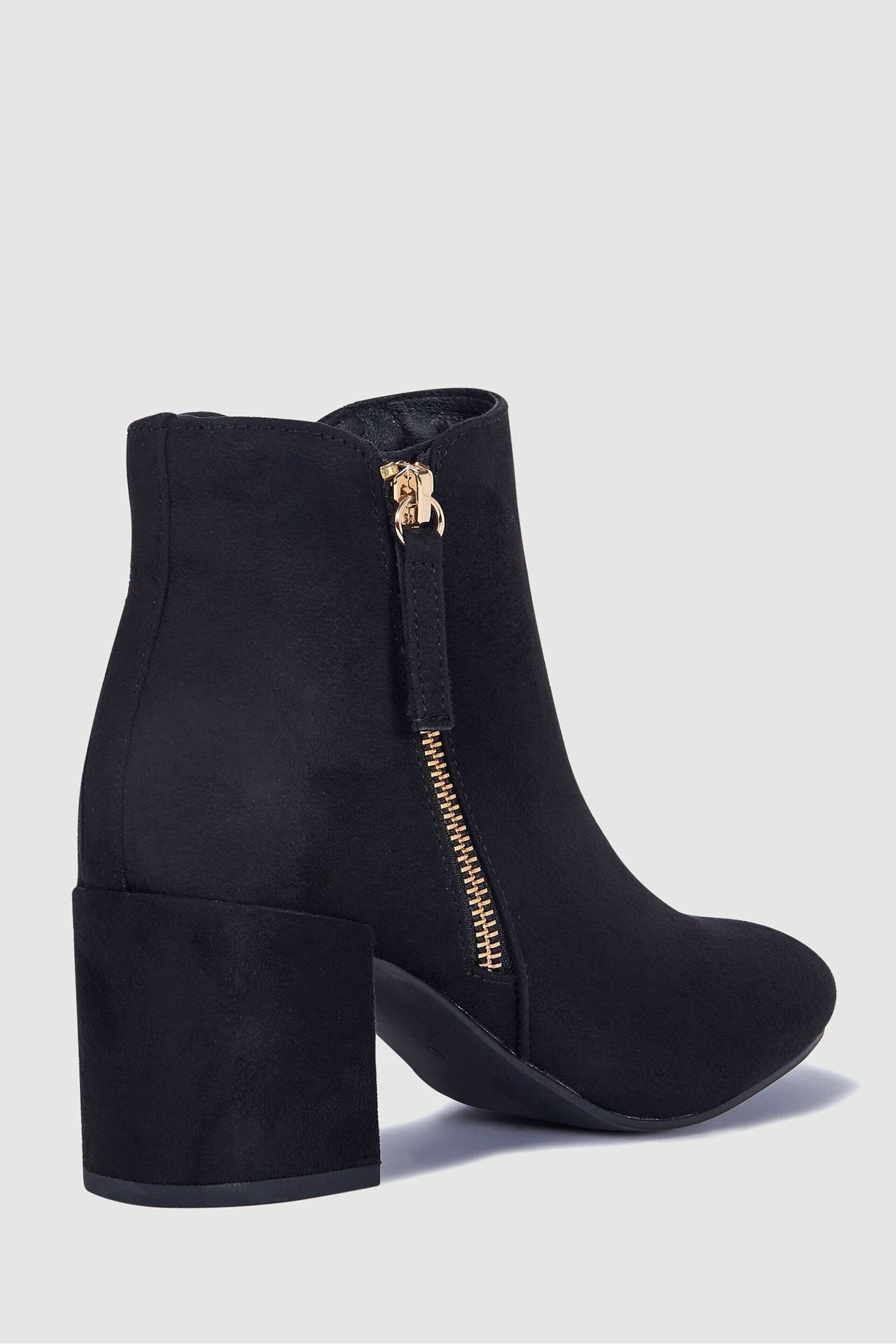 Novo Black Wide Fit Wide Fit Davion Block Heel Zip Detail Ankle Boots - Image 3 of 4