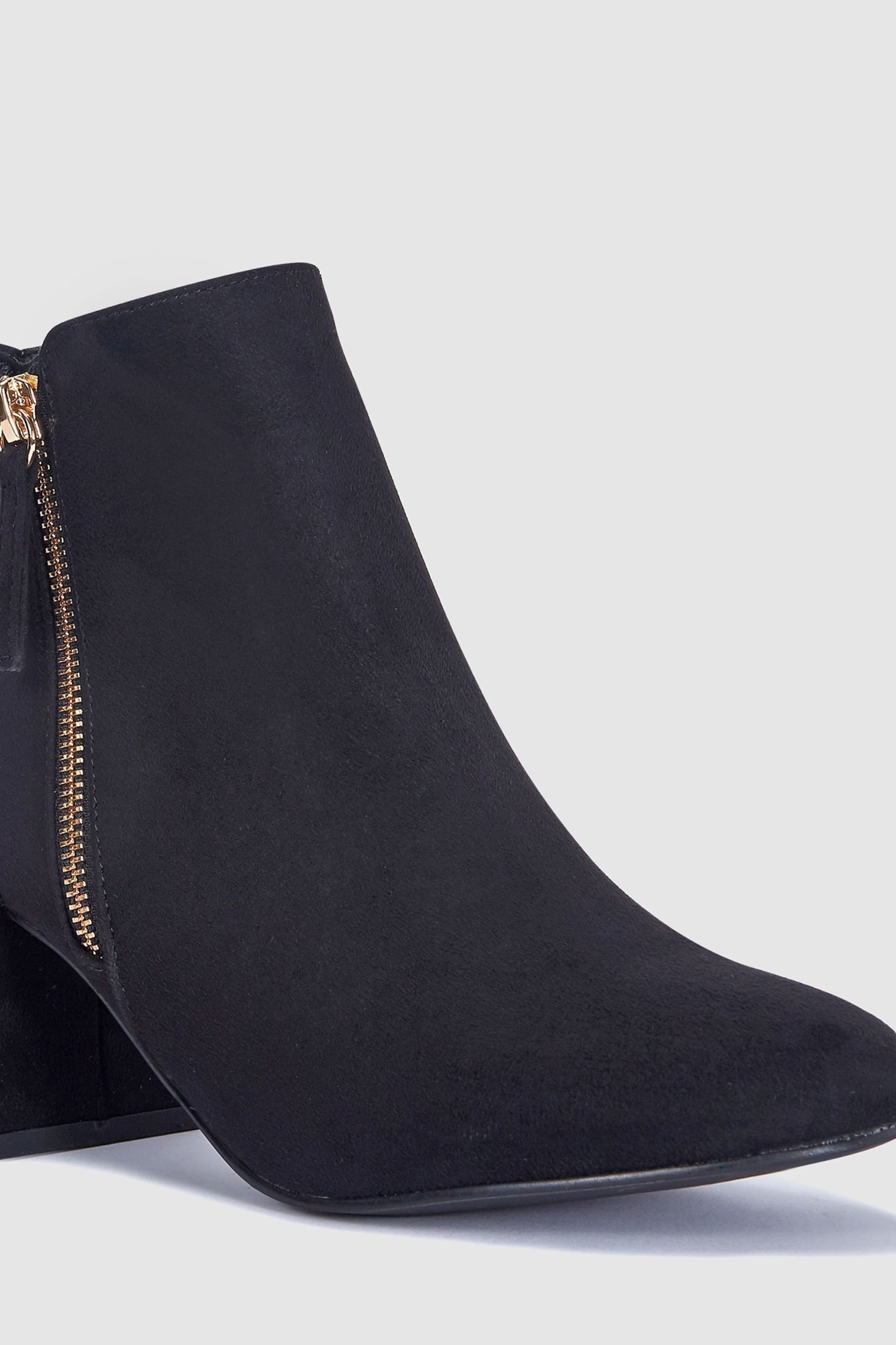 Novo Black Wide Fit Wide Fit Davion Block Heel Zip Detail Ankle Boots - Image 4 of 4