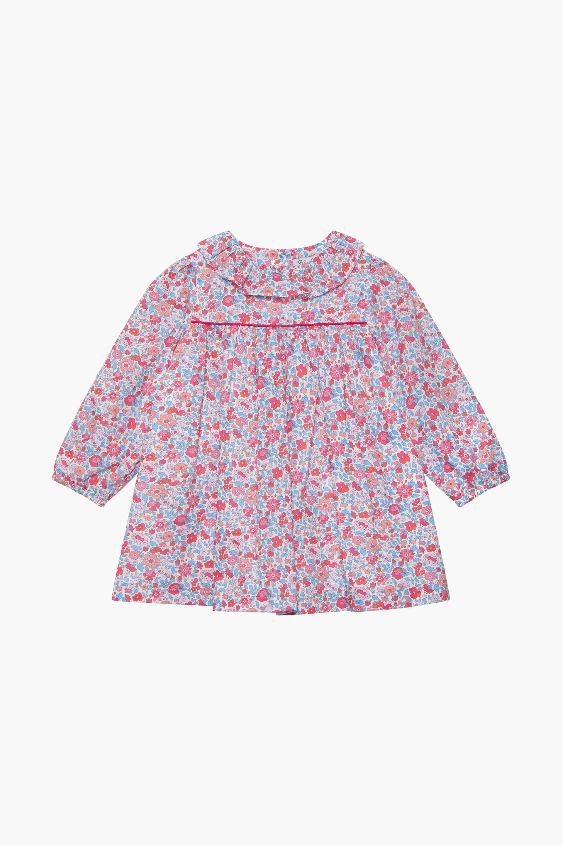 Trotters London Red Little Liberty Print Theresa Floral Cotton Willow Dress - Image 2 of 4