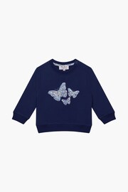 Trotters London Blue Little Liberty Print Wiltshire Butterfly Cotton Sweatshirt - Image 1 of 3