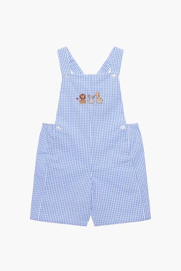 Trotters London Little Pale Gingham Augustus and Friends Alexander Bib Dungarees